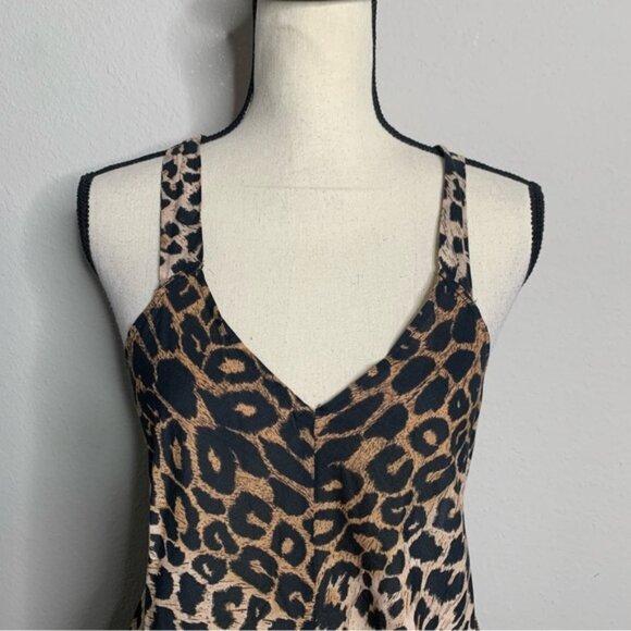 NWT All Saints Lil Leppo Brown Animal Print Asymmetrical Mini Dress - Picture 7 of 17